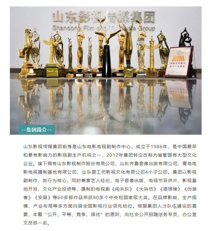 山東影視傳媒集團(tuán)招聘